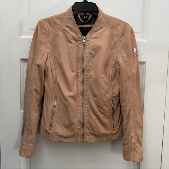 Leather Moto Jacket Mauritius Women Small Tan